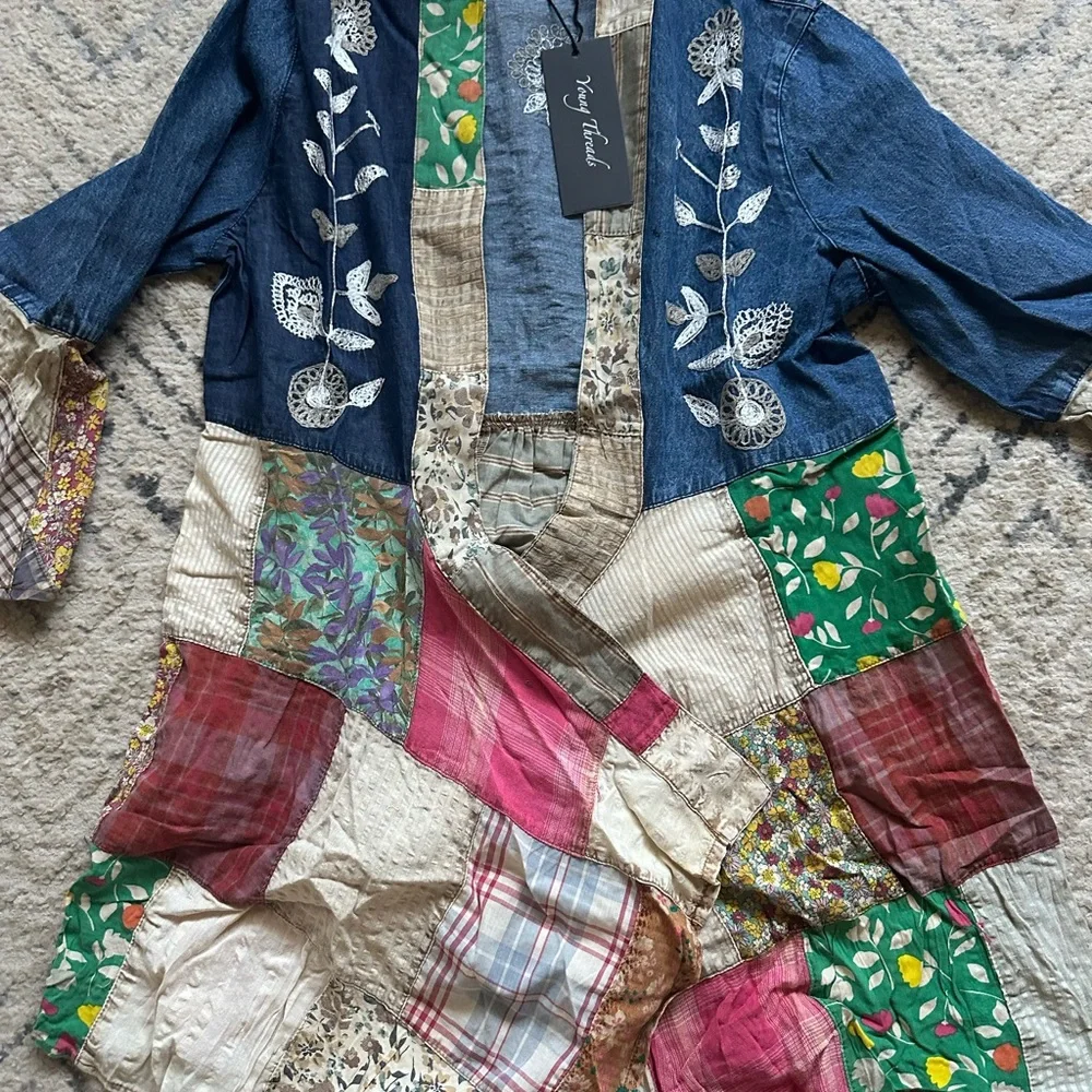 NWT- Young Threads  Patchwork Kimono Jacket - Multicolor - Picture 4 of 7